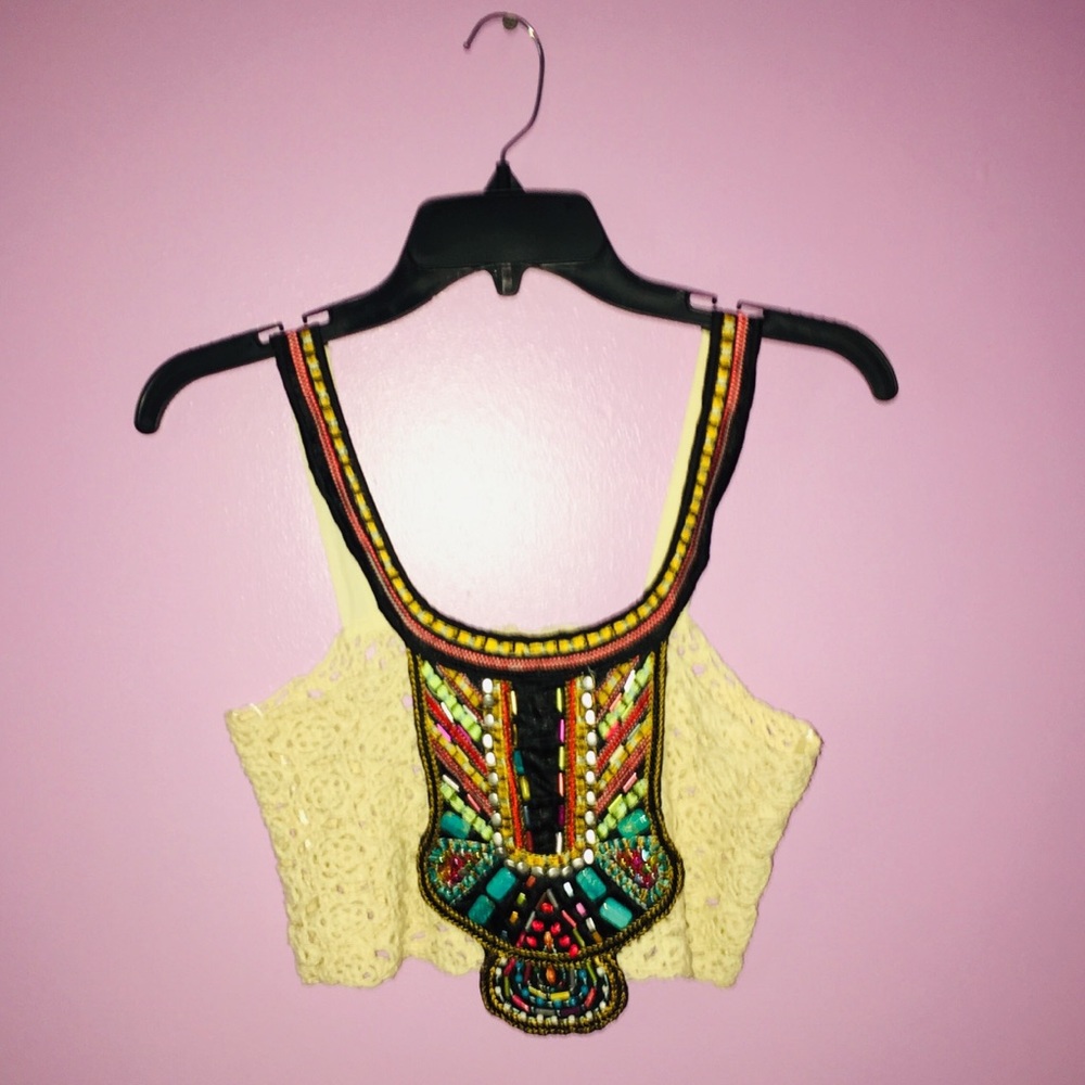 Lace crop top with a skull in the middle